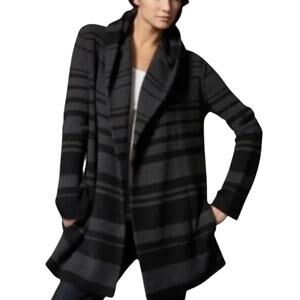 Vince Sophie Cardigan Oversized Wool Sweater Black Gray Small